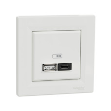 Розетка USB SE EPH2700421 Asfora A+С 45 Вт (быстрая зарядка) в сборе белый Розетка USB SE EPH2700421 Asfora A+С 45 Вт (быстрая зарядка) в сборе белый